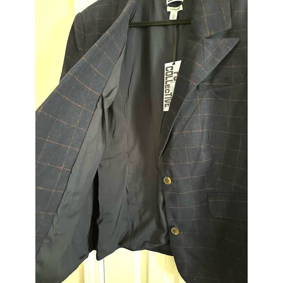 FUTURE COLLECTIVE Reese Blutstein Navy Plaid Check Prep Wool Blend Blazer 1X NWT - Picture 5 of 6
